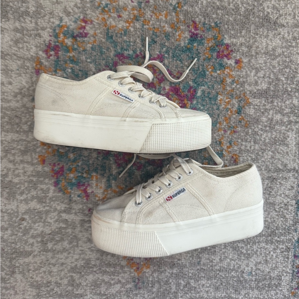 Superga Women's Off-White Platform Sneakers